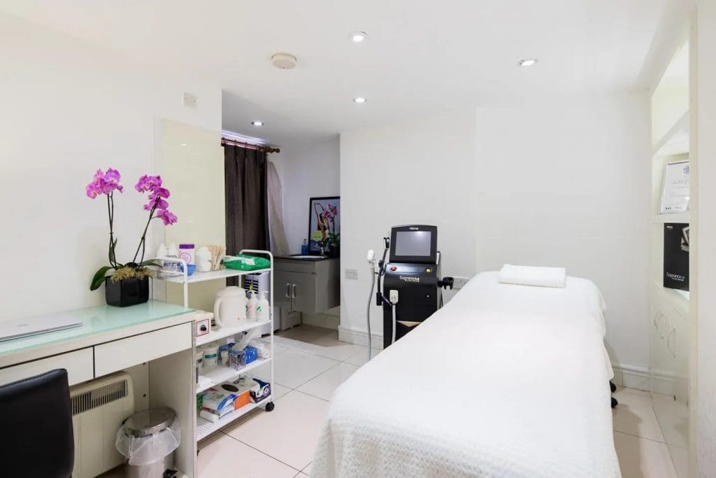 An image of iLuvo's main Laser Treatment Room located within Belle Cour Beauty Salon