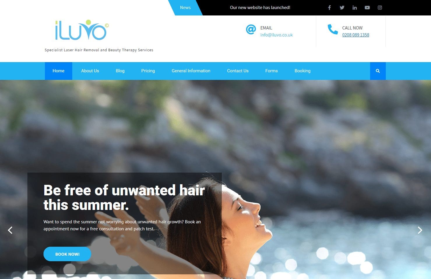 A screenshot of iLuvo's new Website Landing Page