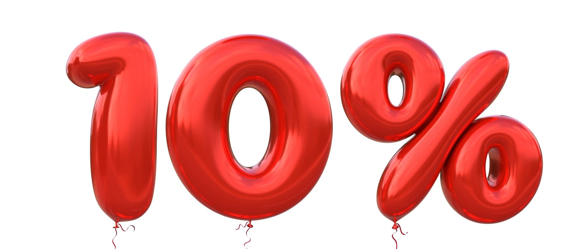 An illustration of red balloons showing 10%