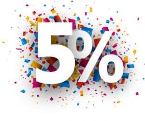 An illustration with colourful background showing 5%