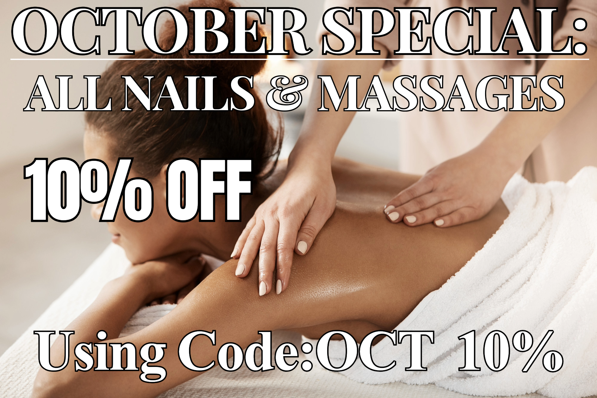 Iluvo October Special 10pc Sale Nails Massages Iluvo October Special Sale 10% Off All Nails and Massages